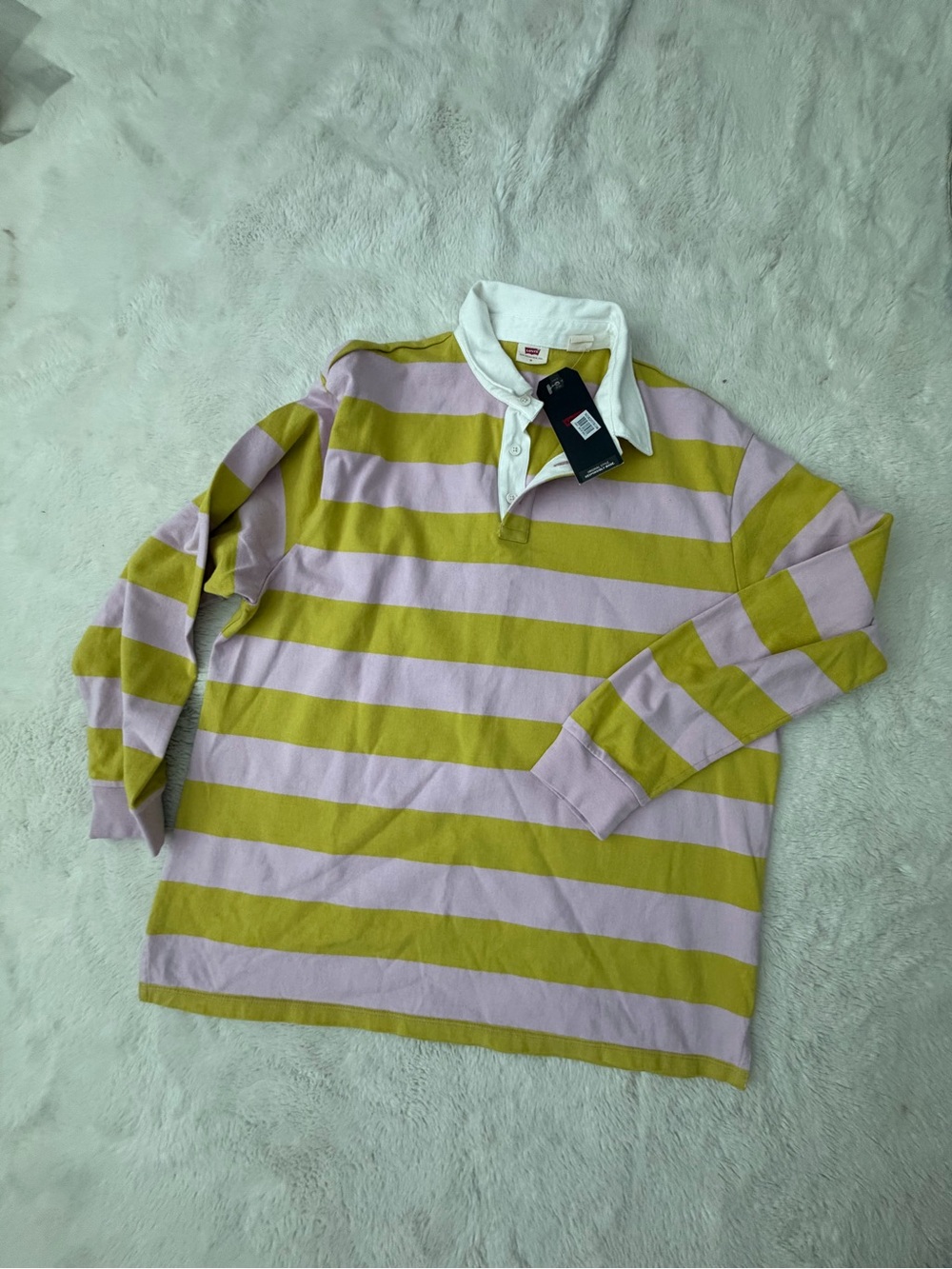 Levi's Lavender and Olive Striped Rugby Polo